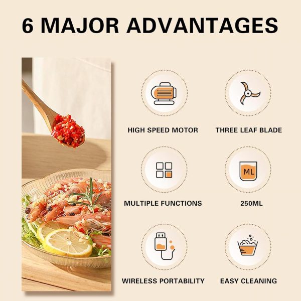 Mini Electric Garlic Chopper, Portable Wireless Garlic Masher Professional - Image 6