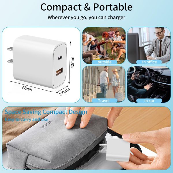 iPhone Fast Charger [MFi Certified], 3 Pack 20W Dual Port QC + PD 3.0 Power - Image 7