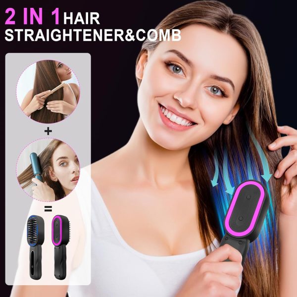 Cordless Hair Straightener Brush, Portable Negative Ion Hot Comb Hair - Image 8