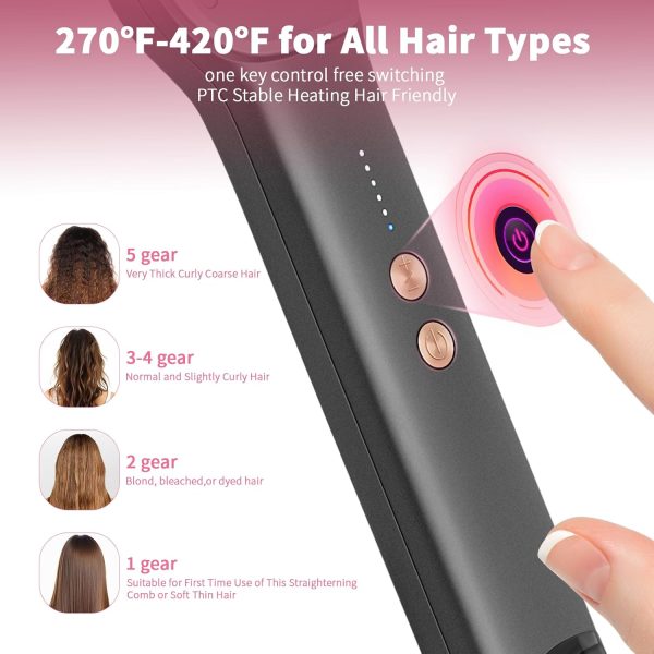 Hair Straightener Brush,2000 Ionic Hair Comb Straightening Brush for Women - Image 5