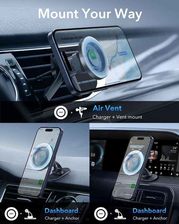 ESR for MagSafe Car Mount, Air Vent/Dashboard Magnetic Phone Holder for Car - Image 6