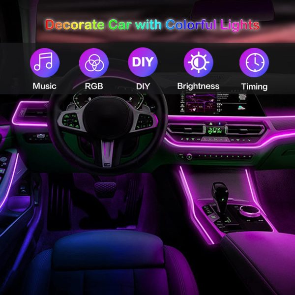 Interior Car LED Strip Lights with Wireless APP and Remote Control, RGB 5 - Image 2