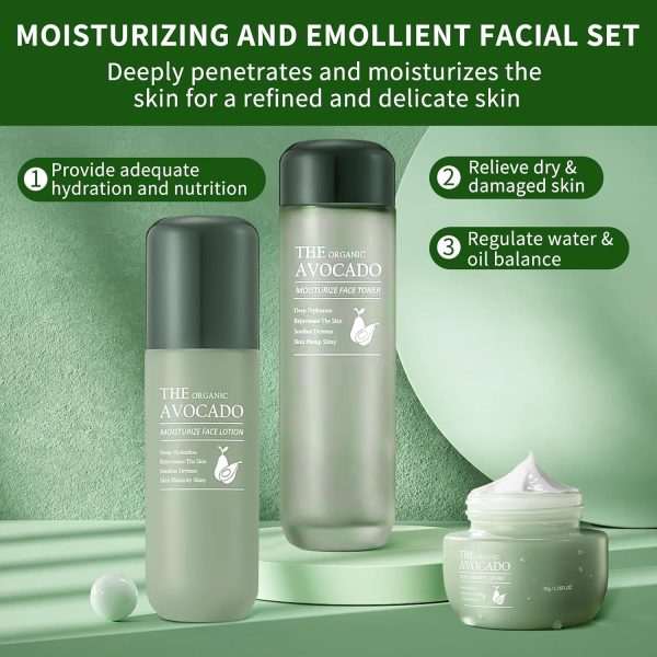 Avocado Skin Care Set, Skincare Gifts Kits For Hydrating Skin, Anti Aging - Image 3