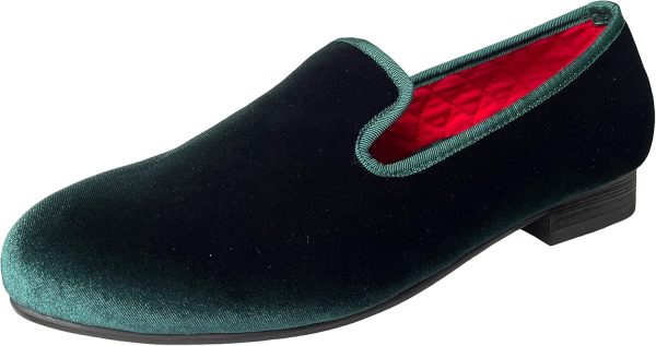 Justar Men's Velvet Loafers Slip-on Dress Shoes with Gold Buckle Penny - Image 3