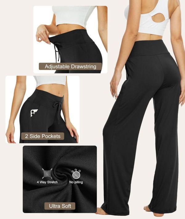 TNNZEET 3 Pack Women's Wide Leg Pants with Pockets - Casual Loose Yoga - Image 4