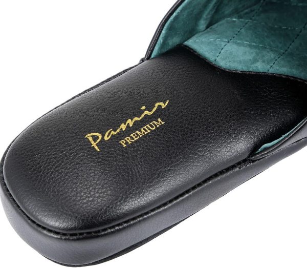 PAMIR Men's Genuine Leather Scuff Slippers with Memory Foam Insole and - Image 3