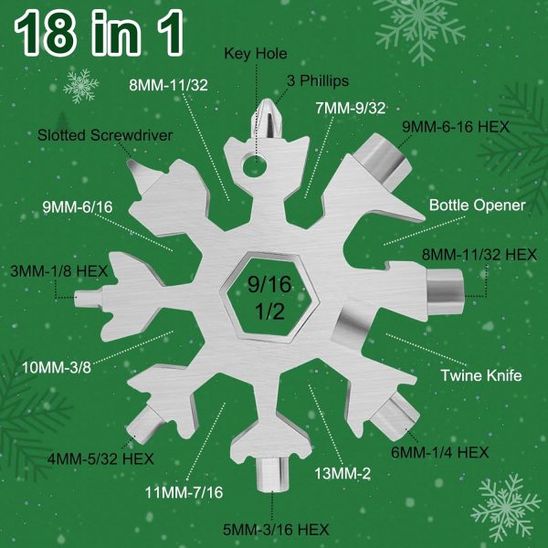 5PCS 18-in-1 Snowflake Multi-tool, Stainless Steel Snowflake Multitool - Image 3