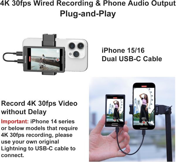 Newmowa Phone Vlog Selfie Monitor Screen, Magnetic Phone Holder Clip Mount, - Image 2