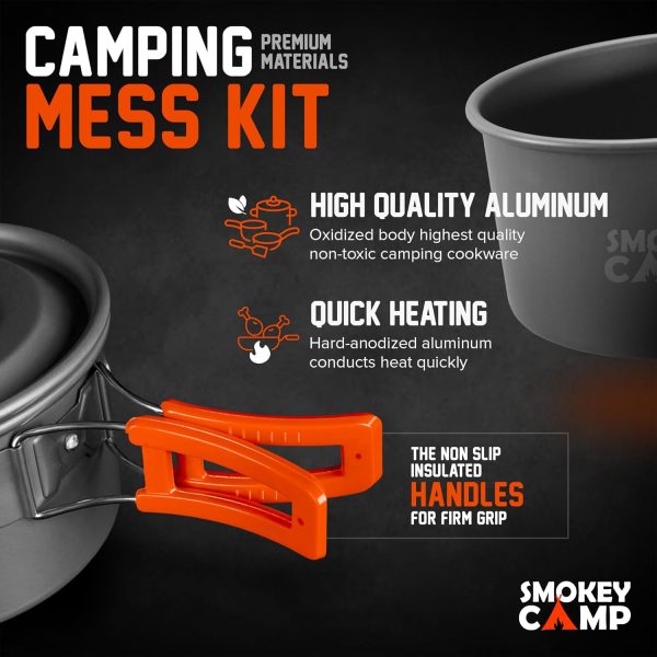 Camping Cookware Mess Kit Set with Stove - Backpacking Camping Pots and - Image 8