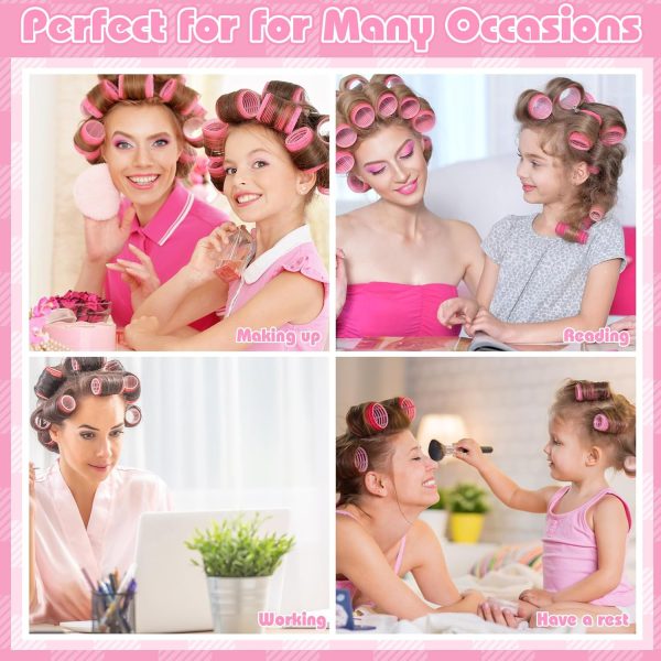 4 Sizes Self Grip Hair Rollers Set, 16 Pink Hair Rollers for Women with 17 - Image 7