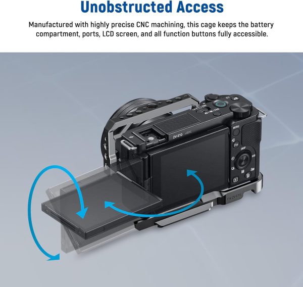 NEEWER ZV-E10 Camera Cage with Silicone Grip, 1/4" Threads, 3/8" ARRI - Image 3