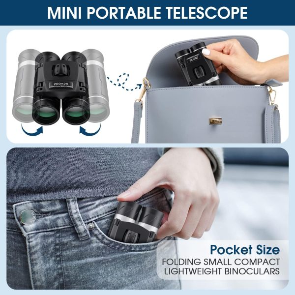 200x25 Compact Binoculars for Adults and Kids, High Powered Mini Pocket - Image 8