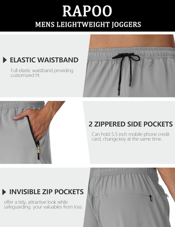 Rapoo Mens Lightweight Hiking Pants Quick Dry Stretch Joggers for Running - Image 4