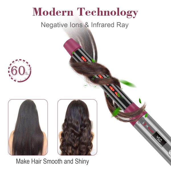 IG INGLAM Professional 8-in-1 Curling Iron Wand Set, Instant Heat Up Hair - Image 6