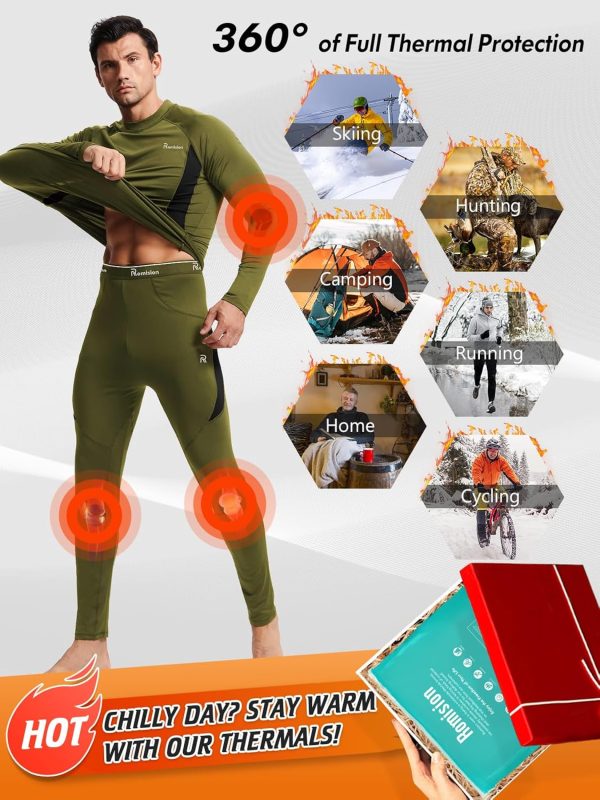 romision Thermal Underwear for Men Long Johns Fleece Lined Hunting Gear - Image 5