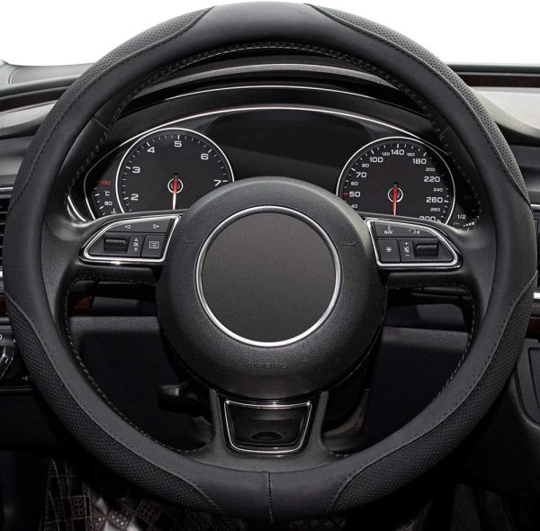 Xizopucy Car Steering Wheel Cover,14.5-15 Inch Black Universal Microfiber - Image 2