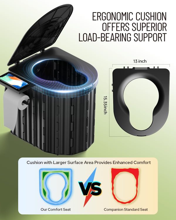 Camping Toilet with Pop-Up Privacy Tent and Liquid Waste Gel, Portable - Image 4