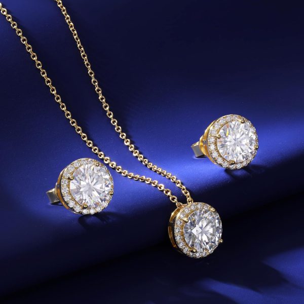 Moissanite Diamond Necklace and Earrings Set for Women/Men Crystal - Image 6