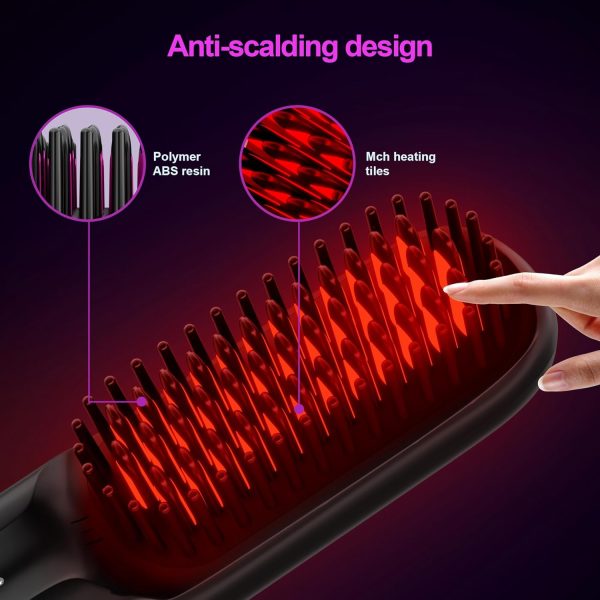 Cordless Hair Straightener Brush, Portable Straightening Brush for Women, - Image 6
