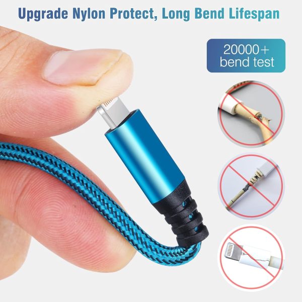 iPhone Charger 5Pack 10FT Lightning Cable Nylon Braided USB Cables Fast - Image 3