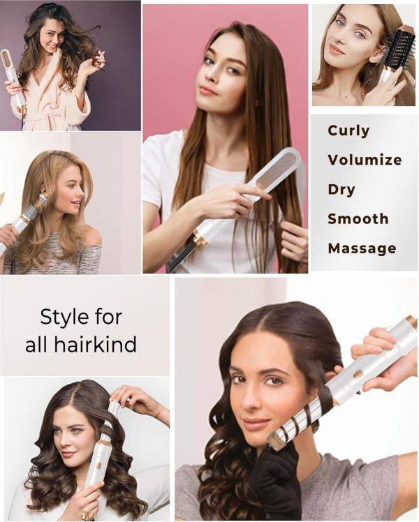 Hair Dryer Brush,6 in 1 Blow Dryer Brush Ionic Hair Dryer,Hair Curler Hair - Image 3