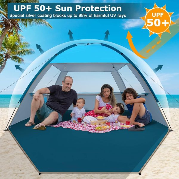 COMMOUDS Beach Tent Sun Shade for 3/4-5/6-7/8-10 Person, UPF 50+ Beach Sun - Image 3