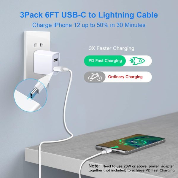 Lightning Cable [MFi Certified] 3Pack 6FT iPhone Fast Charger Cable Power - Image 2