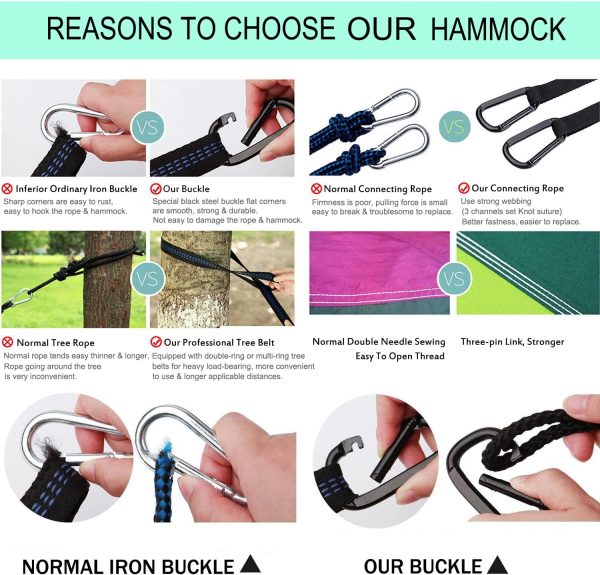 Hammock Camping, Portable Single/Double Hammocks for Outdoor Hiking Travel - Image 2