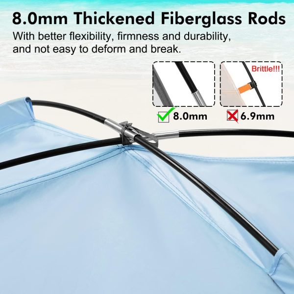 WhiteFang Beach Tent Anti-UV Portable Sun Shade Shelter for 3/4/6 Person, - Image 2