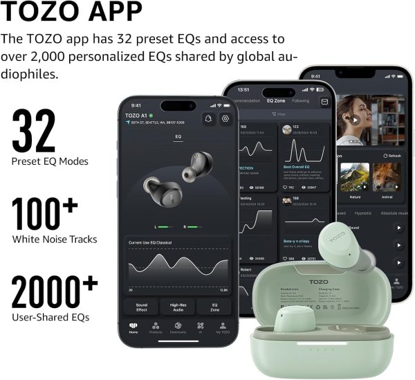TOZO A1 Wireless Earbuds Bluetooth 5.3 Light-Weight in Ear IPX5 Waterproof - Image 5