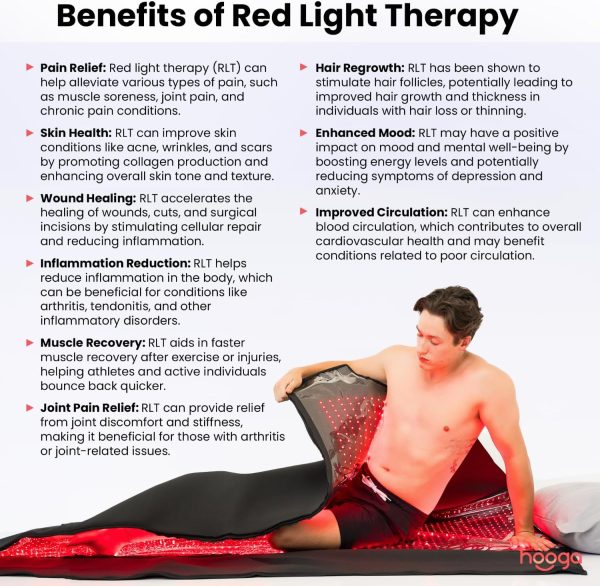 hooga Red Light Therapy Blanket, Full Body Near-Infrared Triple Chip LED - Image 4