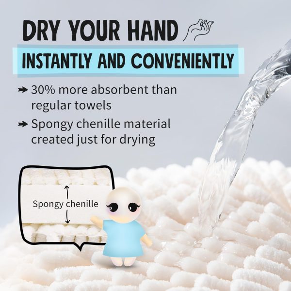 Sophie & Panda Fuzzy Ball Towel (Set of 2) White and Gray - Dry Your Hand - Image 4