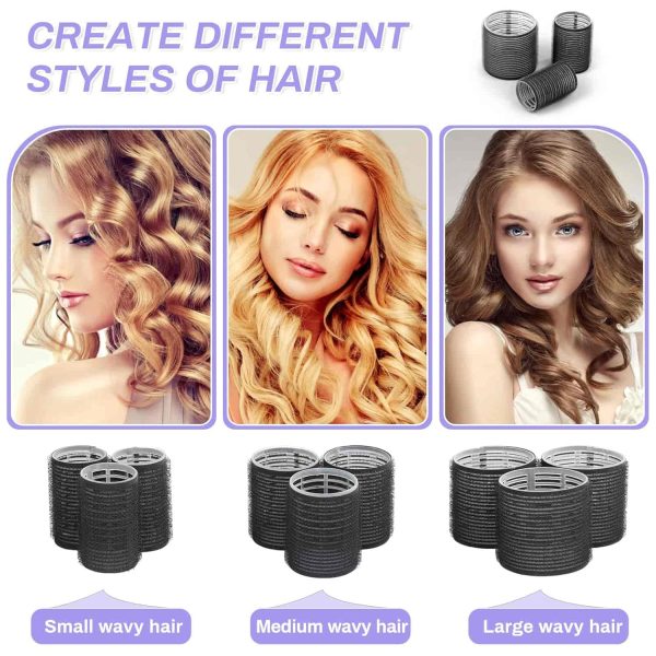 Self Grip Hair Rollers and Curlers Set - 24 Pieces with 3 Sizes (4 Jumbo, 4 - Image 2