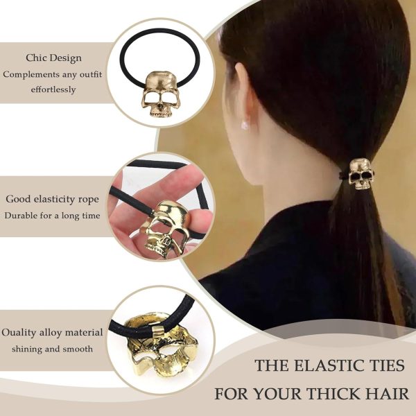 4pcs Metal Skull Hair Ties Hair Scrunchies for Women Girls, Elegant Y2K - Image 4