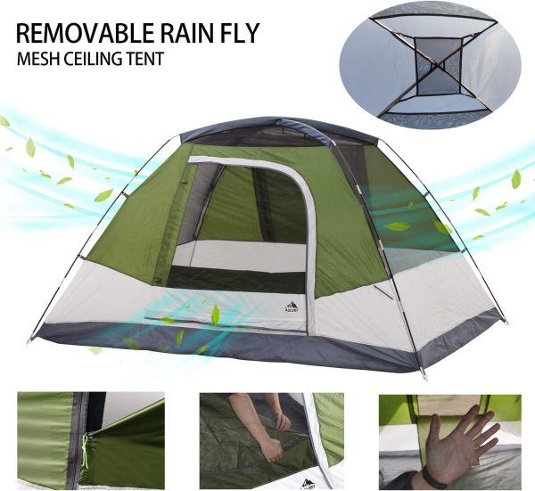 Camping Tent with Rainfly, 2/4 Person Dome Tent,Waterproof Windproof Family - Image 4
