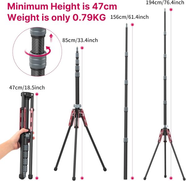 ULANZI Light Stand Carbon Fiber MT-49, Adjustable Tripod Stand for - Image 4