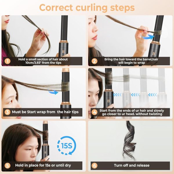 Blow Dryer Brush 6 in 1 Set, Negative Ionic Hair Dryer, Automatic Curling - Image 4
