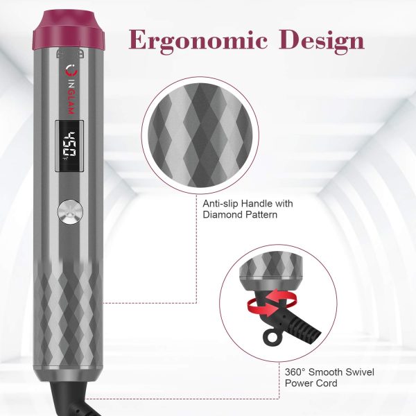 IG INGLAM Professional 8-in-1 Curling Iron Wand Set, Instant Heat Up Hair - Image 4