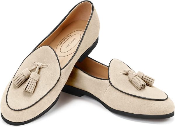 Journey West Suede Tassel Loafer for Women Slip-on BelgianLoafers Shoes - Image 3