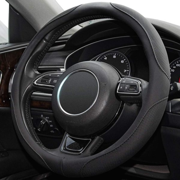 Xizopucy Car Steering Wheel Cover,14.5-15 Inch Black Universal Microfiber - Image 3