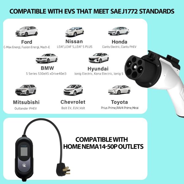 Level 2 EV Charger (50 Amp, 240V, NEMA 14-50P) with 25FT Cord, Adjustable - Image 2