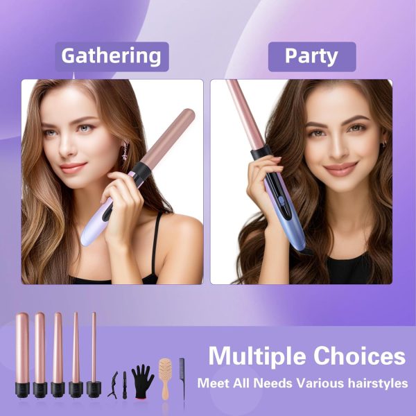 Curling Iron Hair Curler with 5 Interchangeable Barrel Curlings Wand Set - Image 6