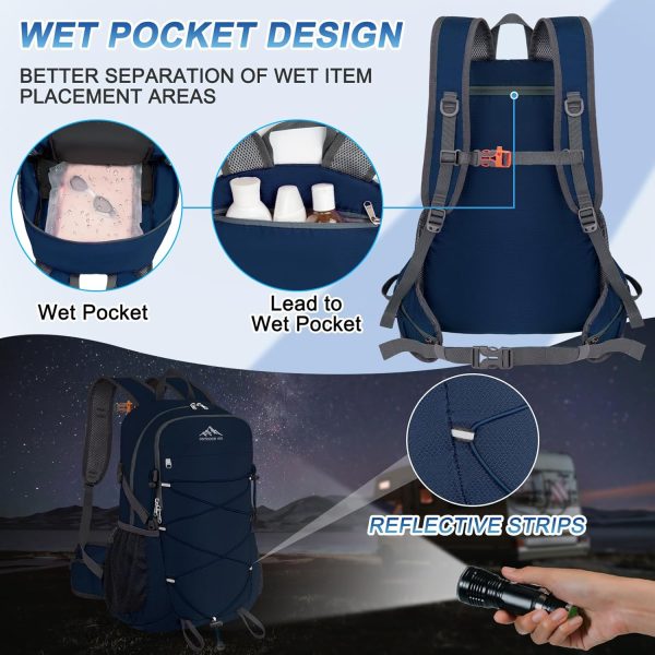 BKNOOU 40L Lightweight Hiking Backpack Packable Camping Backpack Waterproof - Image 2