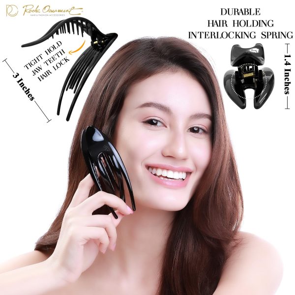 RC ROCHE ORNAMENT 6 Pcs Womens French Concord Curved Hair Clip No Slip - Image 2