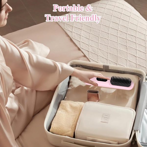 Cordless Hair Straightener Brush, Portable Hair Straightening Brush with - Image 7
