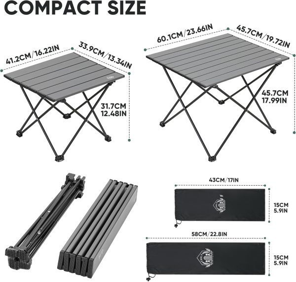 Portable Folding Camping Table, Small Compact Aluminum Beach Picnic Table, - Image 3