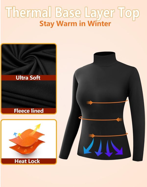 4 Pack Women’s Thermal Turtleneck Shirts, Women Turtle Neck Fleece Lined - Image 2