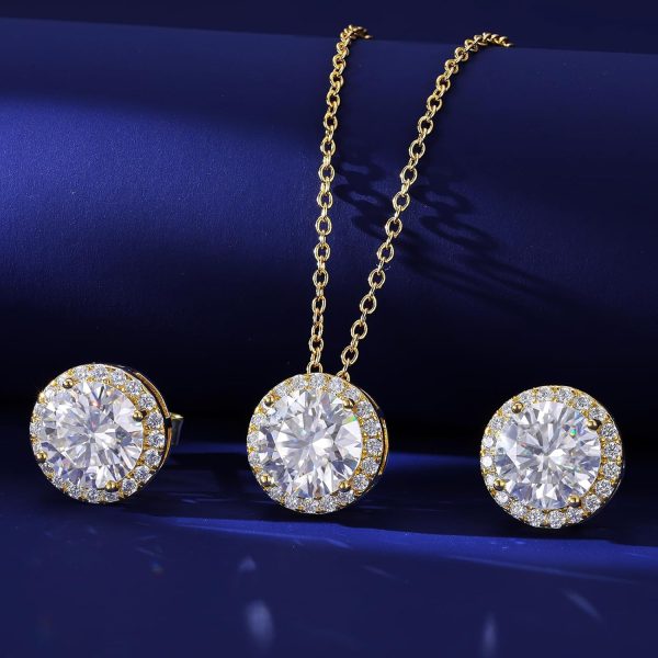 Moissanite Diamond Necklace and Earrings Set for Women/Men Crystal - Image 7