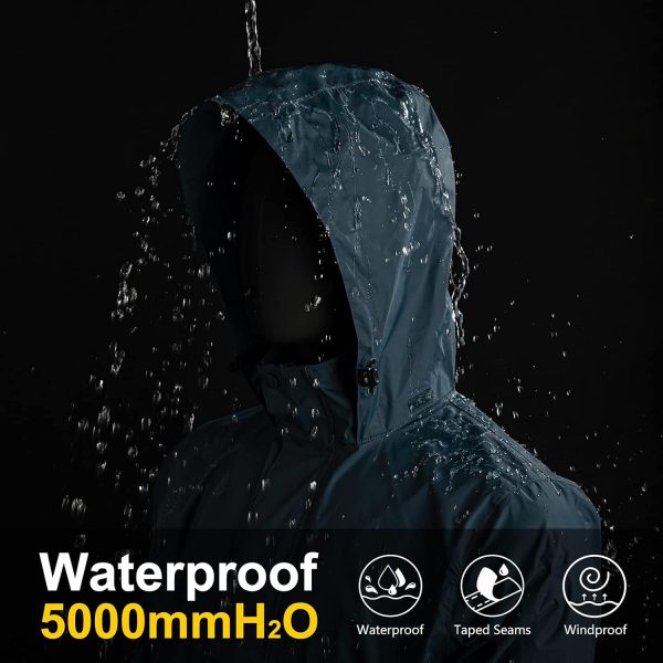 33,000ft Packable Rain Jacket Men's Lightweight Waterproof Rain Shell - Image 2