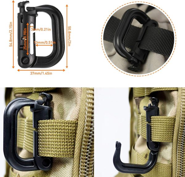 Molle Backpack Attachments Kit of 28 Accessories, D-Ring Grimloc Locking - Image 3